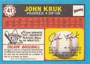 1988 Topps UK Minis #41 John Kruk Back