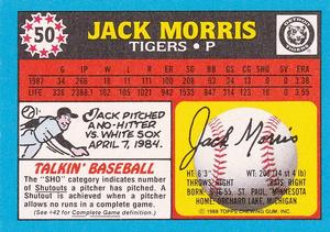 1988 Topps UK Minis #50 Jack Morris Back