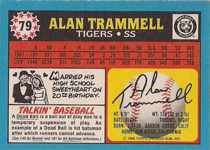 1988 Topps UK Minis #79 Alan Trammell Back