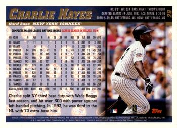 1998 Topps - Inaugural Devil Rays #29 Charlie Hayes Back
