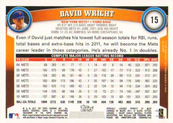 2011 Topps #15 David Wright Back