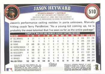 2011 Topps #510 Jason Heyward Back