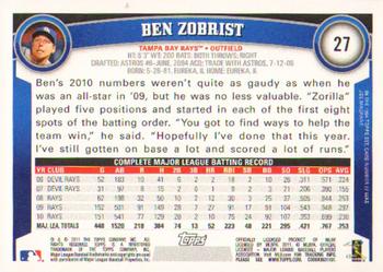 2011 Topps #27 Ben Zobrist Back