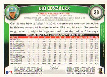 2011 Topps #30 Gio Gonzalez Back