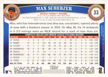 2011 Topps #33 Max Scherzer Back