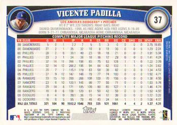 2011 Topps #37 Vicente Padilla Back