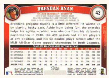 2011 Topps #43 Brendan Ryan Back