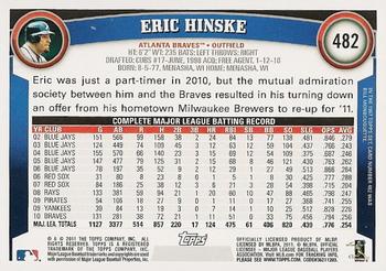 2011 Topps #482 Eric Hinske Back