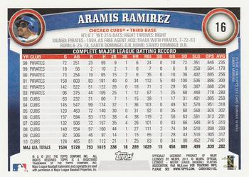 2011 Topps #16 Aramis Ramirez Back