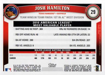2011 Topps #29 Josh Hamilton Back