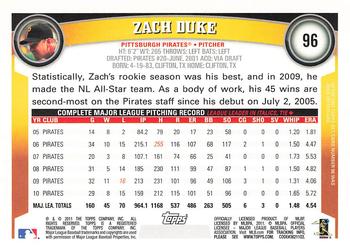 2011 Topps #96 Zach Duke Back