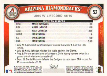 2011 Topps #53 Arizona Diamondbacks Back