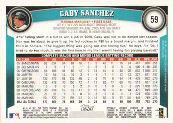 2011 Topps #59 Gaby Sanchez Back