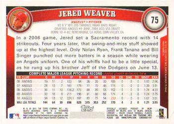 2011 Topps #75 Jered Weaver Back