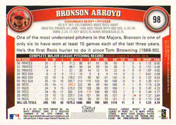 2011 Topps #98 Bronson Arroyo Back