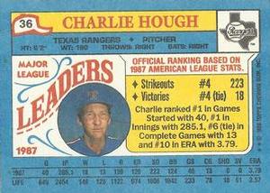 1988 Topps Major League Leaders Minis #36 Charlie Hough Back