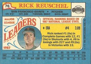 1988 Topps Major League Leaders Minis #76 Rick Reuschel Back