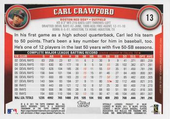2011 Topps Opening Day #13 Carl Crawford Back