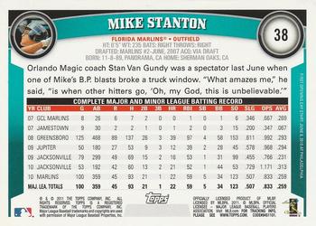 2011 Topps Opening Day #38 Mike Stanton Back