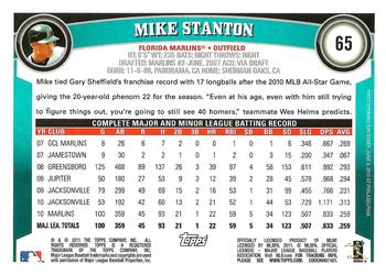 2011 Topps Opening Day #65 Mike Stanton Back