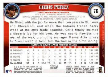 2011 Topps Opening Day #76 Chris Perez Back