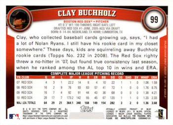 2011 Topps Opening Day #99 Clay Buchholz Back