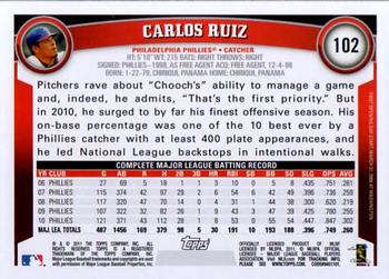 2011 Topps Opening Day #102 Carlos Ruiz Back