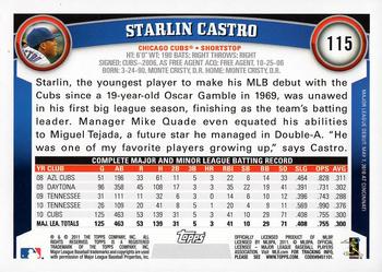 2011 Topps Opening Day #115 Starlin Castro Back