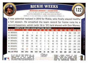 2011 Topps Opening Day #122 Rickie Weeks Back
