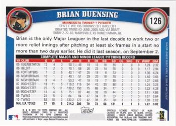2011 Topps Opening Day #126 Brian Duensing Back