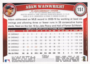 2011 Topps Opening Day #151 Adam Wainwright Back