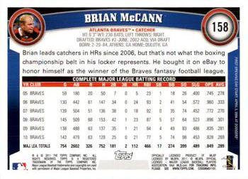2011 Topps Opening Day #158 Brian McCann Back
