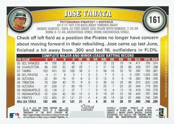 2011 Topps Opening Day #161 Jose Tabata Back