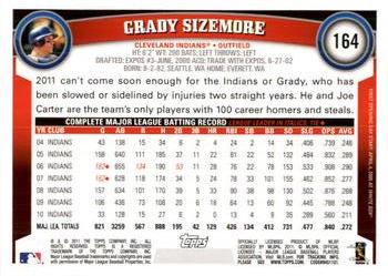 2011 Topps Opening Day #164 Grady Sizemore Back