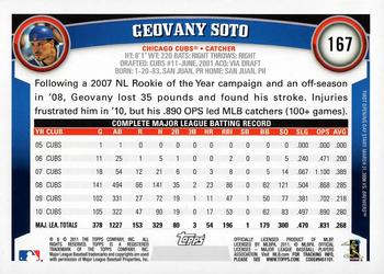 2011 Topps Opening Day #167 Geovany Soto Back