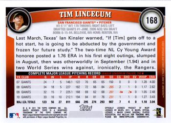 2011 Topps Opening Day #168 Tim Lincecum Back