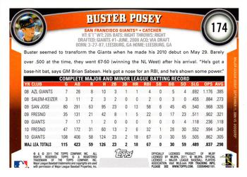 2011 Topps Opening Day #174 Buster Posey Back