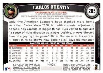 2011 Topps Opening Day #205 Carlos Quentin Back
