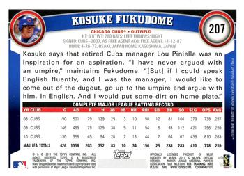 2011 Topps Opening Day #207 Kosuke Fukudome Back