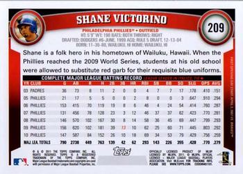 2011 Topps Opening Day #209 Shane Victorino Back