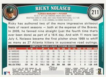 2011 Topps Opening Day #211 Ricky Nolasco Back