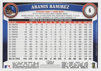 2011 Topps Opening Day #6 Aramis Ramirez Back