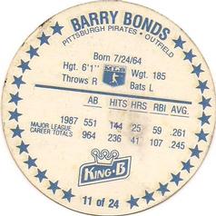 1988 King B Discs #11 Barry Bonds Back