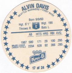 1988 King B Discs #17 Alvin Davis Back