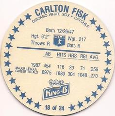 1988 King B Discs #18 Carlton Fisk Back