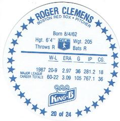 1988 King B Discs #20 Roger Clemens Back