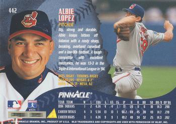 1995 Pinnacle - Artist's Proofs #442 Albie Lopez Back