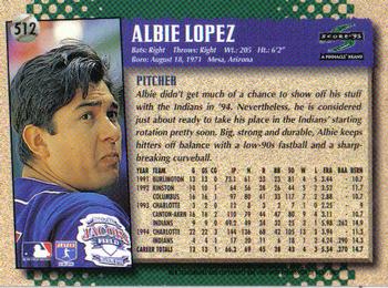 1995 Score #512 Albie Lopez Back