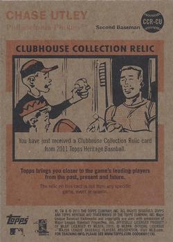 2011 Topps Heritage - Clubhouse Collection Relics #CCR-CU Chase Utley Back