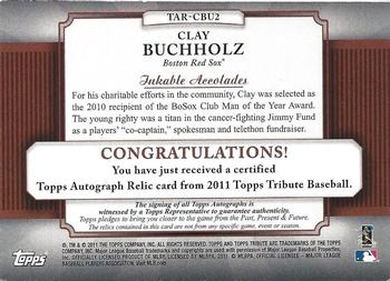 2011 Topps Tribute - Autograph Relics Gold #TAR-CB2 Clay Buchholz Back